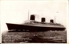 CPA Transatlantic Boat Co Gla Steamer Normandy Rubna Blue