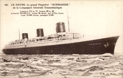 CPA Transatlantic Boat Co Gla Steamer Normandy Blue Ribbon Southampton New York