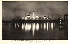 CPA Transatlantic Boat Co Gla Steamer Normandy Blue Ribbon Southampton New York