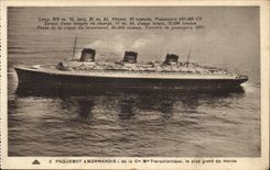 CPA Transatlantic Boat Co Gla Steamer Normandy Blue Ribbon Southampton New York