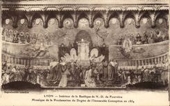 Lyon - Innenraum der Basilika unserer Dame von Fourviere - Mosaik der Proklamation von Dogmne - CPA
