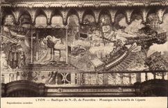 Lyon - Innenraum der Basilika von Notre Dame de Fourviere - Mosaik der Proklamation von Dogmne - CPA