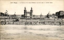 Dieppe - das Kasino und das alte Schloss - gesehenes Meer hat niedrige Gezeiten - CPA