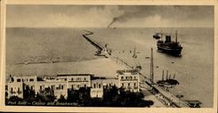Egypt Egypte Port Said CPA Casino and Breakwwater (boat bateau)