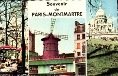 CPM Souvenir de Paris Montmartre (Moulin Rouge SAcre Coeur)
