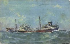 Oil CPA by heavy weather in the Mediterranean 5dessin Wooden bowl) (boat boat)