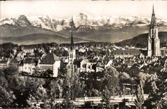 Switzerland MODERN CARD Bern View and the Alps Bernoises Bern