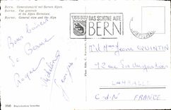 Switzerland MODERN CARD Bern View and the Alps Bernoises Bern