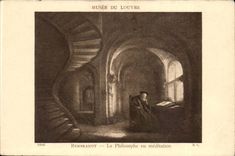 CPA Musee du Louvre Rembrandt Le philosophe en meditation