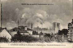 Krieg Reims-CPA von 1914 das gesetzte Feuer der Kathedrale bis zum zum deutschen CLairmarais 19 September 1914
