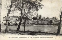 Avignon CPA Overall picture of the bridge St Benezet and the palate of the popes