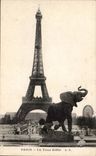 Paris CPA Eiffel Tower Elephant