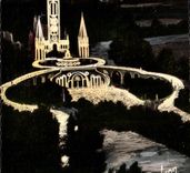 Lourdes CPA Procession of night to the basilica