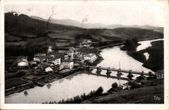 Behobie CPA View from above on Behobia (Spain) the international bridge and Bidassoa