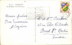 Lourdes CPA the basilica and the peak of the Day