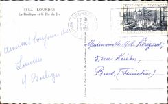 Lourdes CPA the basilica and the peak of the Day (sheep)