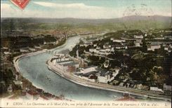 Lyon CPA Carthusian monks and gold the mount seen from of the elevator of the tower of Fourviere
