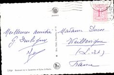 Belgium - Belgien - Liege - Boulevard of Sauventiere and Eglise St Martin CPA