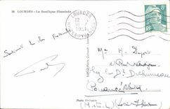 Lourdes - the Basilica illuminee - CPA