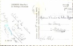 Lourdes - the basilica illuminee - CPA