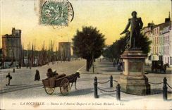 La Rochelle - Statue des Admiral Duperre und der Richard-Kurs - Pferd - CPA