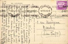 Lourdes - Castle Fort and Mountains - CPA