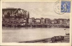 Treport CPA Seen on the pierhead and cliff