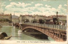 Lyon CPA the bridge Lafayette (trams)
