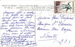 Lourdes CPA the 25 to fevreir the 1858 virgin drink with the fountain and wash you there