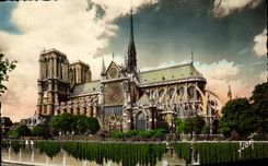 Paris CPA Notre Dame et le square de l'eveche
