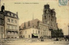 Orleans CPA the theater and the cathedral (coffee duj Loiret) (chart toilee)