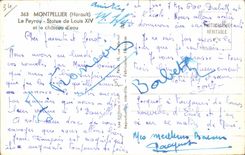 Montpellier - Le Peyrou - Statue de Louis XIV et le chateau d'eau - CPA 