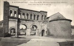 Autun CPA Gate Saint Andre Historic building