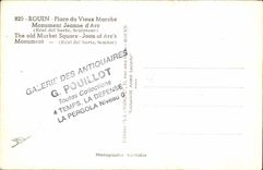 Rouen CPA Places from the old market Monument Jeanne of arc