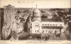 Tours - Panorama de la Tour Charlemagne de la Basilique St Martin - CPA 