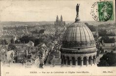 Tours - Vue sur la Cathedrale et L'Eglise Saint Martin - CPA 