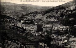 Amelie les Bains - View and Road of Ceret - CPA