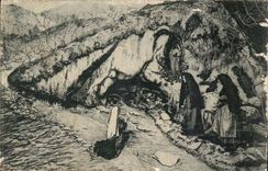 Bernadette on the councils of the Peyramale abbot asks the Appearance - the Saint Virgin one - CPA