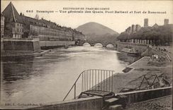 Besancon CPA View of the quays Bridge Beating and strong of Rosemont