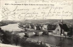 CPA Sens Panoramic View of the church St Maurice and the new bridge on Yonne