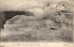 Le Havre - der Pier ein Tag des Sturm-Leuchtturmleuchtturmes CPA