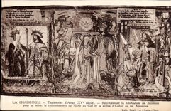 The Chair God CPA Tapestries of Arras Representing the veneration of Solomon
