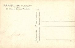 MODERN CARD Paris places and Vendome column