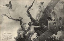 Nancy - Fragment du Plafond du Grand Salon de l'Hotel de Ville - enfant - oiseau - Ange Angel CPA 