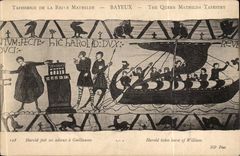 Bayeux CPA Tapisserie Harold bietet seinen Abschied hat Guillaume Reine Mathilde