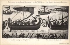Bayeux CPA Tapisserie welches die Flotte auf England Guillaume Reine Mathilde sich verschiebt