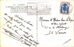 Lourdes CPA the basilica Gave and the new bridge inaugurates on March 25th 1966