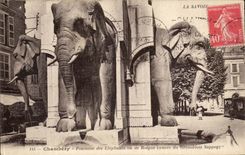 Chambery CPA Fountain of the elephants or Boigne (work of the Sappey Resident of Grenoble)