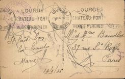 Lourdes CPA Teleferic Panorama on doors towards the castle and the basilica