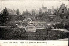 Paris CPA the public garden and the Museum of Cluny